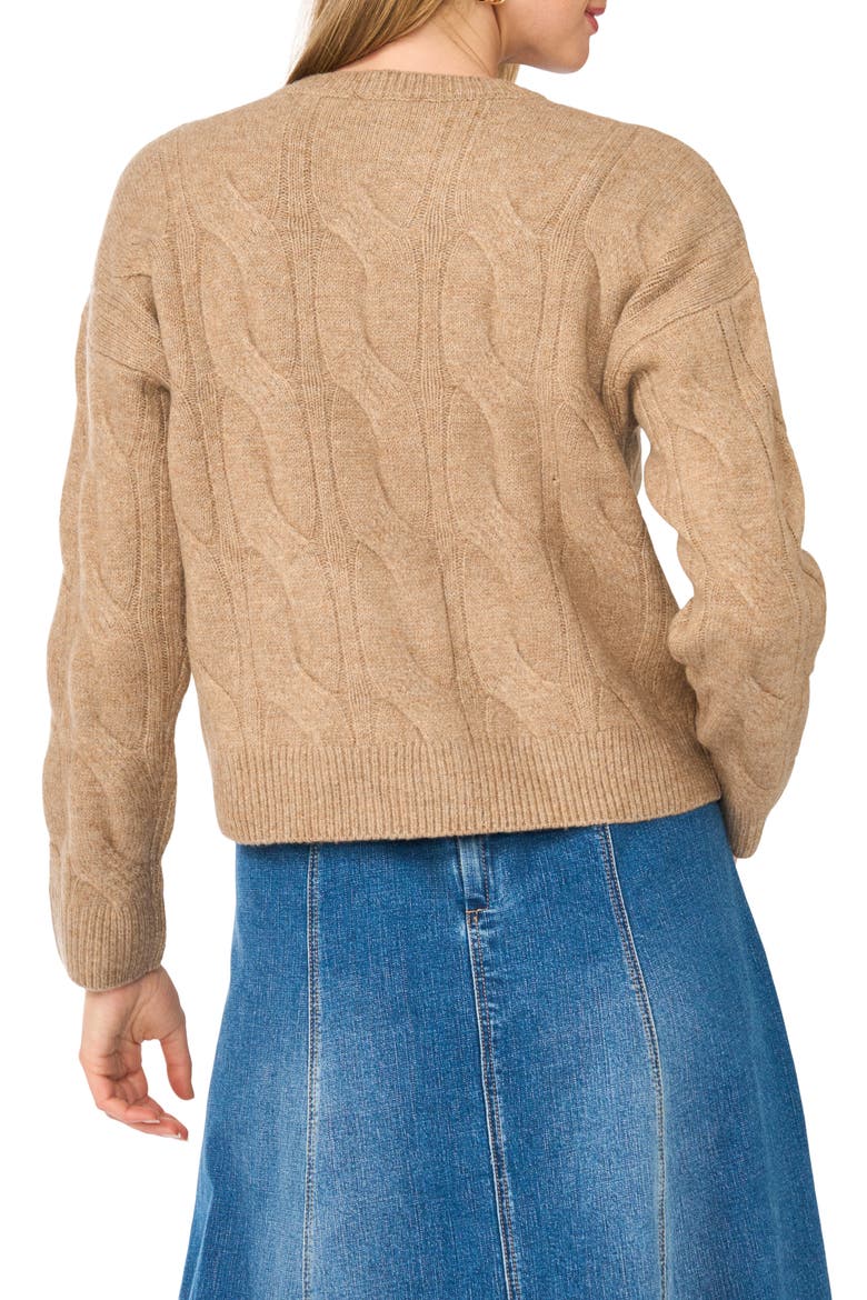 Cable Crewneck Sweater, Alternate, color, TAUPE