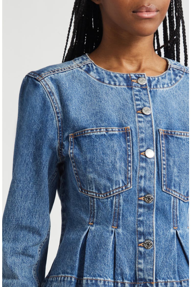 Zahara Peplum Denim Jacket, Alternate, color, TIME WARP