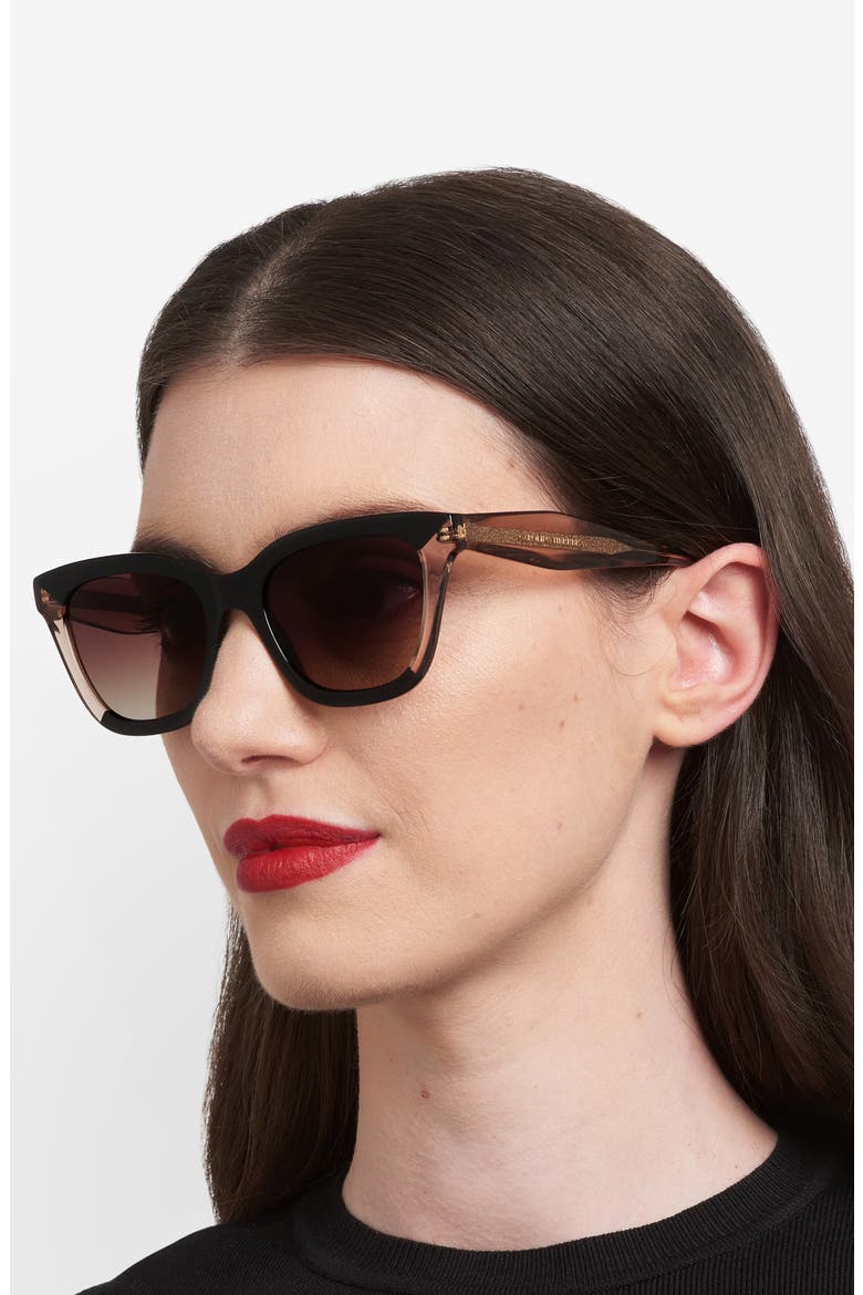 52mm Cat Eye Sunglasses, Alternate, color, BLACK BEIGE/ BROWN
