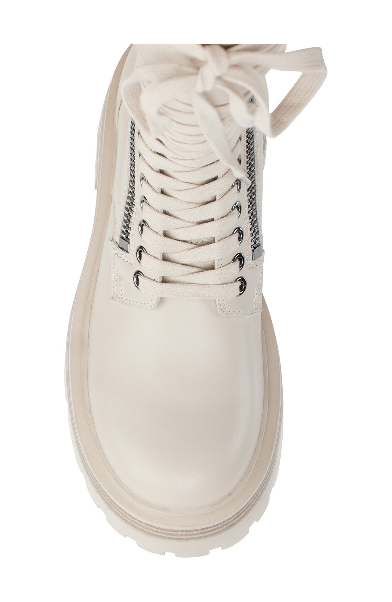 DKNY Verika Lace-Up Lug Sole Boot, Alternate, color, Vanilla