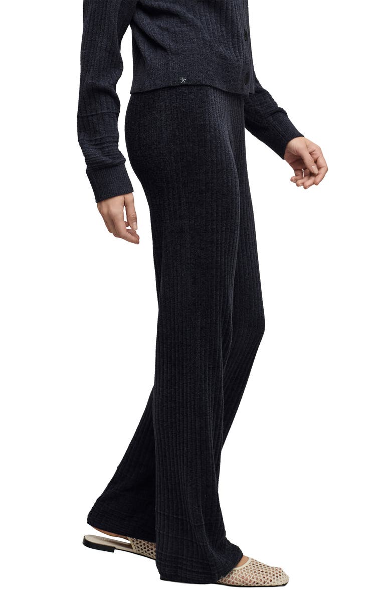 Barefoot Dreams<sup>®</sup> CozyChic<sup>®</sup> Ultra Lite<sup>®</sup> Textured Hem Ribbed Pants, Alternate, color, Black