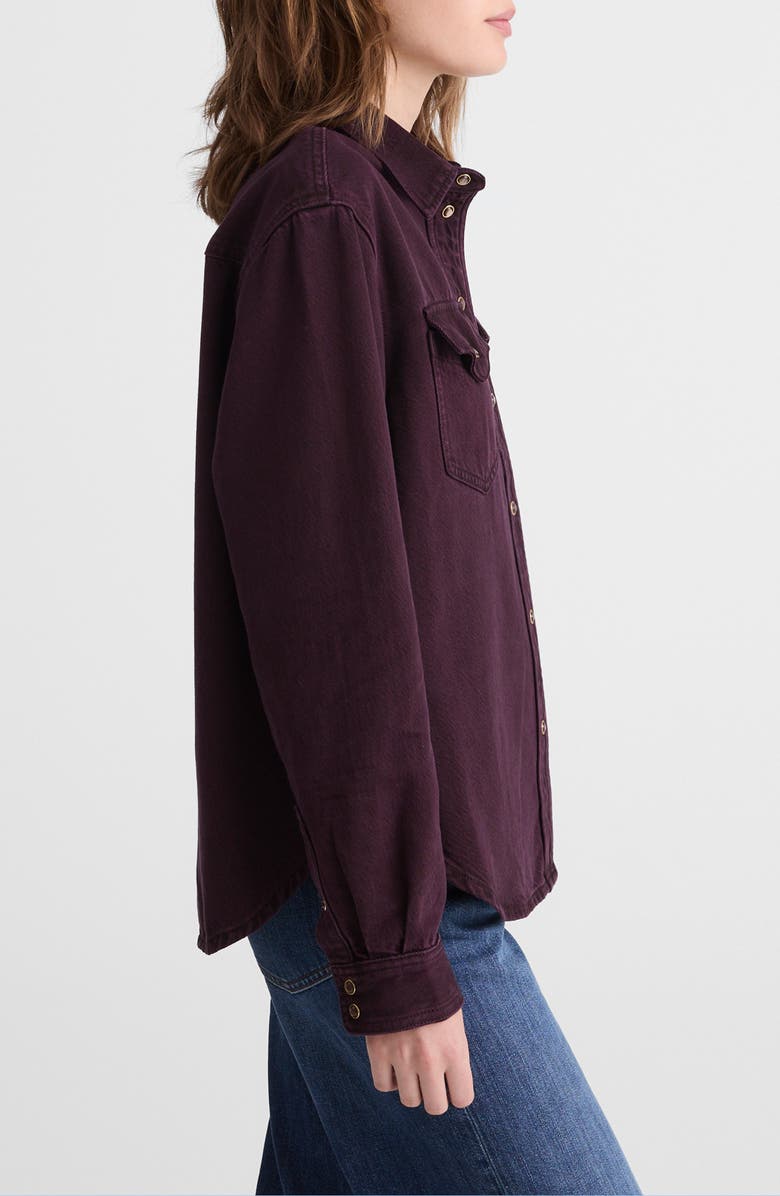 Madewell Airy Oversize Denim Snap-Up Shirt, Alternate, color, Dark Burgundy
