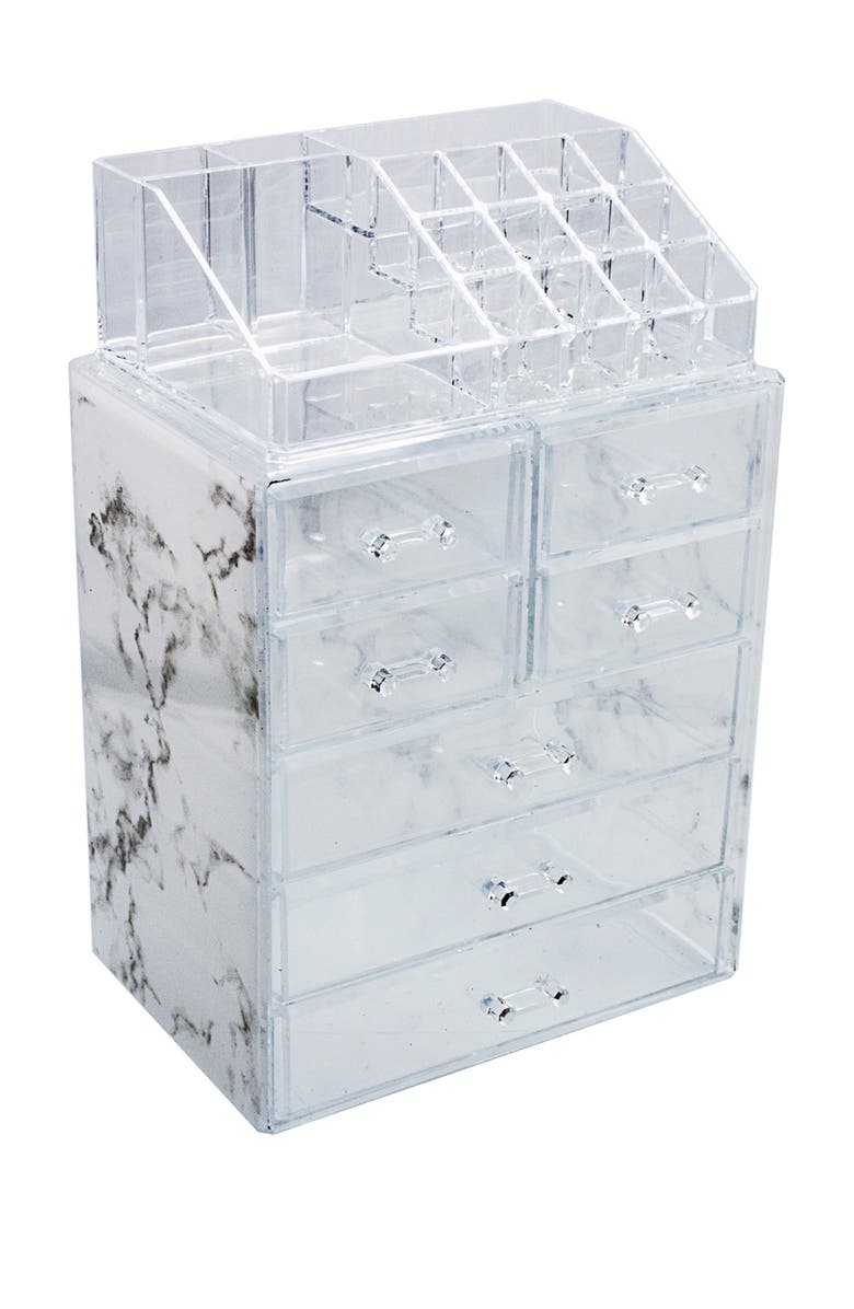 SORBUS Cosmetic & Makeup Storage Case - Gray Marble, Alternate, color, 
