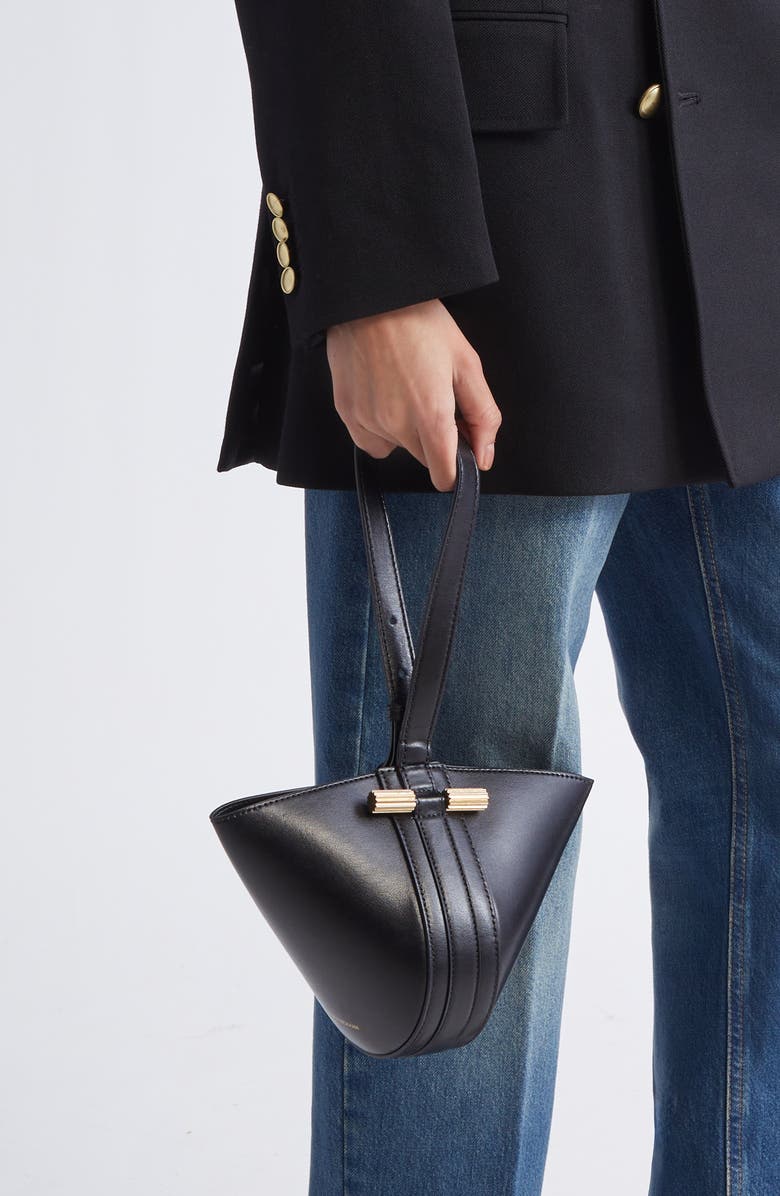 Victoria Beckham Mini Dia Leather Pouch Clutch, Alternate, color, Black