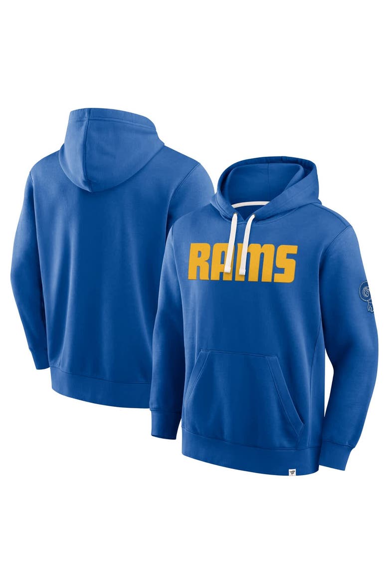 Men's Fanatics Royal Los Angeles Rams New Horizons Heritage Pullover Hoodie, Main, color, Royal