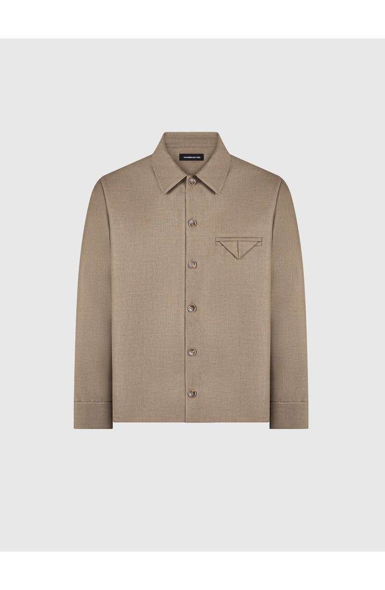 Manière De Voir Leo Hatched Tailored Long Sleeve Overshirt, Alternate, color, Khaki