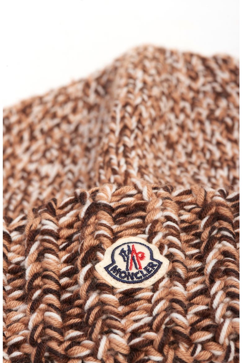 Logo Patch Rib Wool Beanie, Alternate, color, BROWN/ BEIGE MULTI