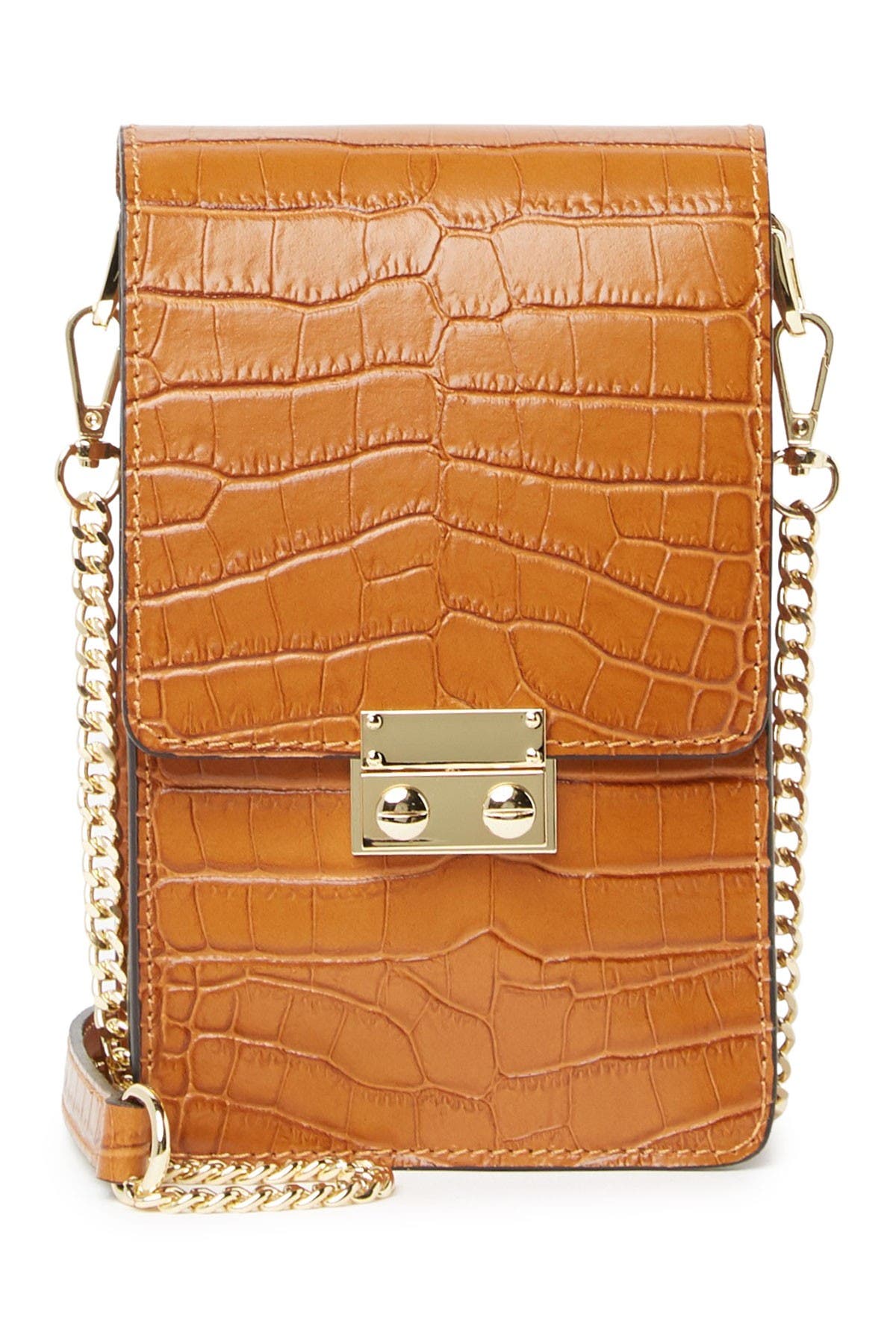 ANNA LUCHINI Croc Embossed Leather Crossbody Bag (Men) | Nordstromrack