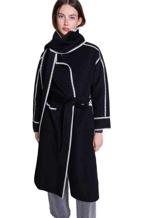 maje Two-tone double-faced coat in Black /White 