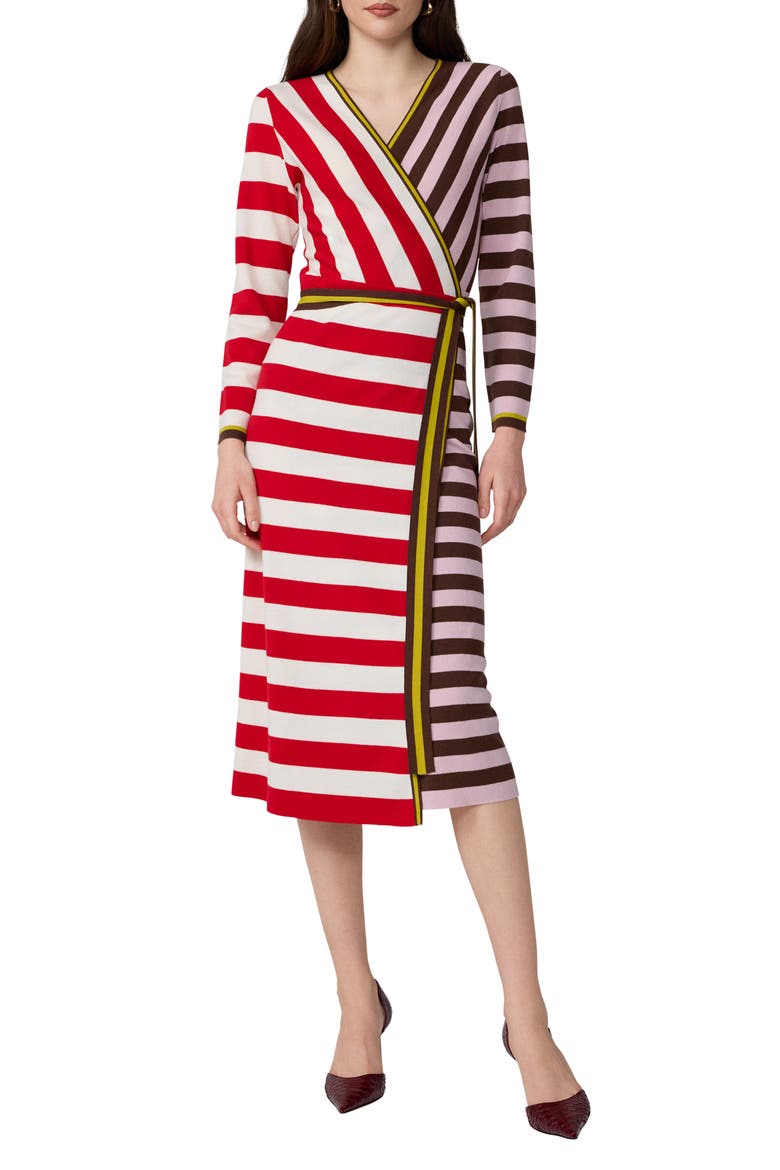 Penelope Wrap Dress, Main, color, RED BROWN