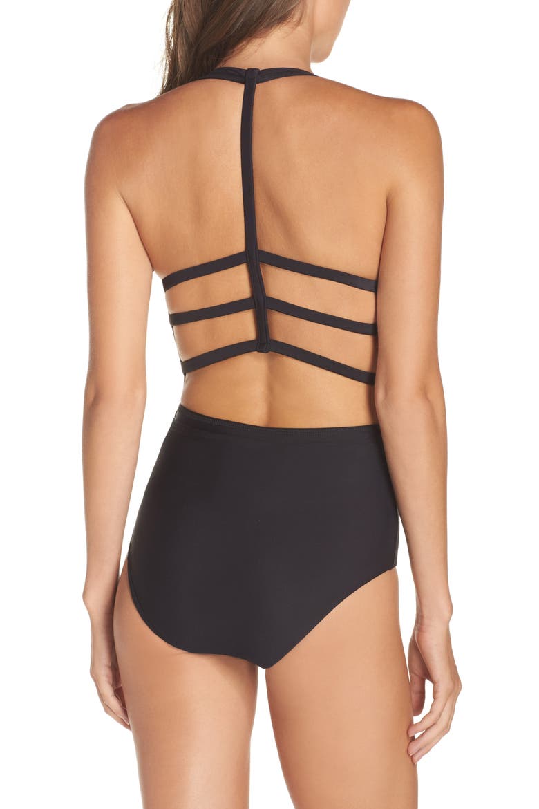 BCA Cutout One-Piece Swimsuit, Alternate, color, BLACK