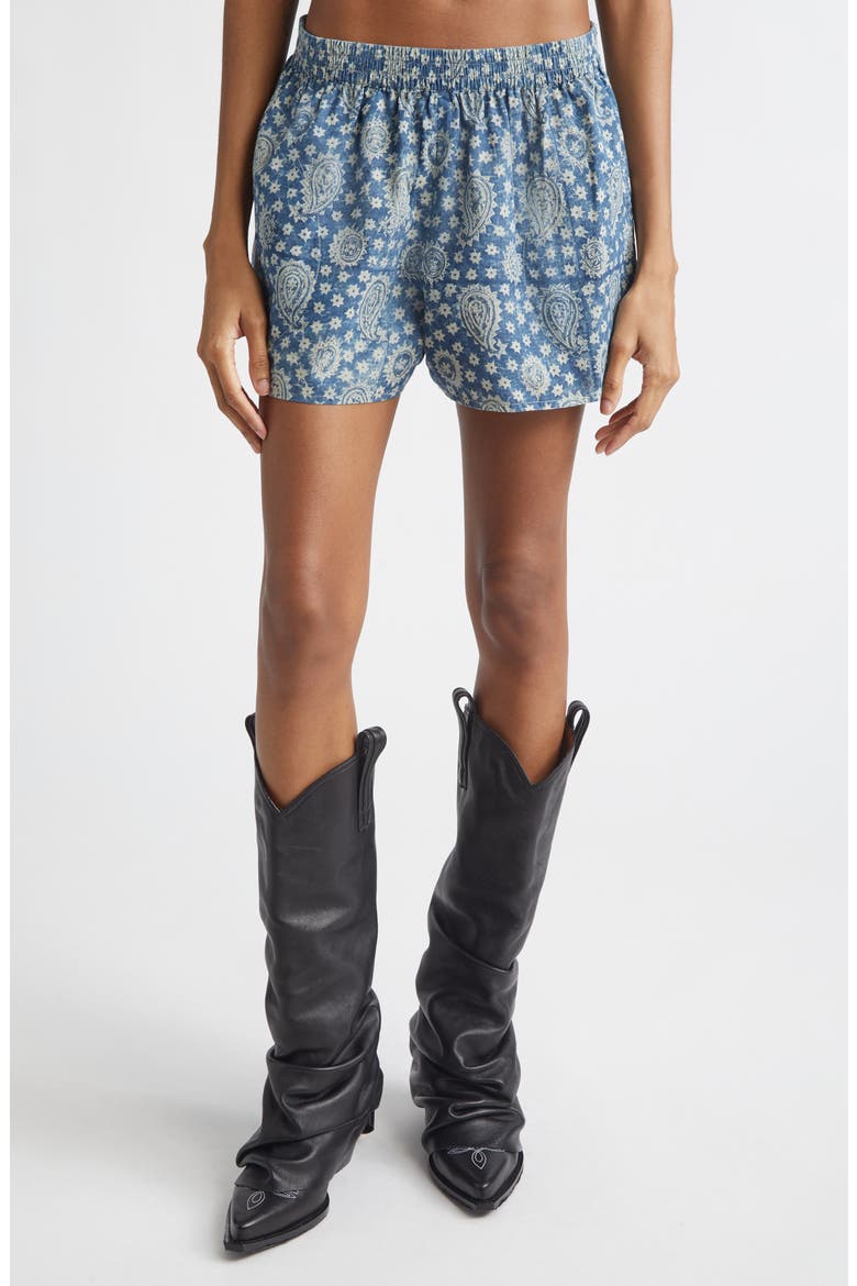 Reversible Elastic Waist Shorts, Main, color, BLUE PAISLEY WHITE FLORAL
