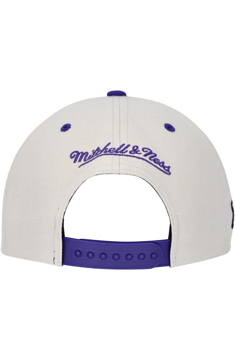 Mitchell & Ness Men's Mitchell & Ness  Cream/Purple Toronto Raptors Hardwood Classics 2-Tone Chain-Stitch Snapback Hat, Alternate, color, 