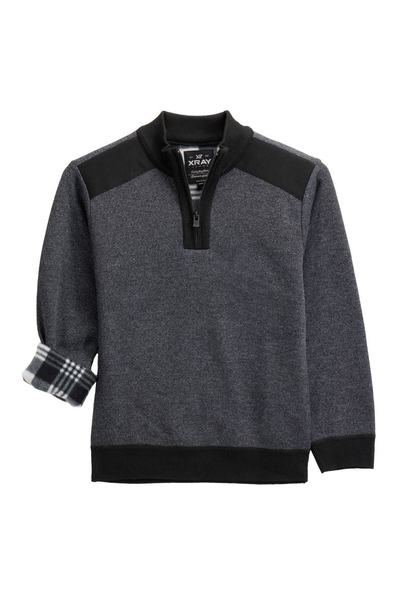 Kids' Fleece Quarter Zip Sweater, Alternate, color, CHARCOAL/BLACK
