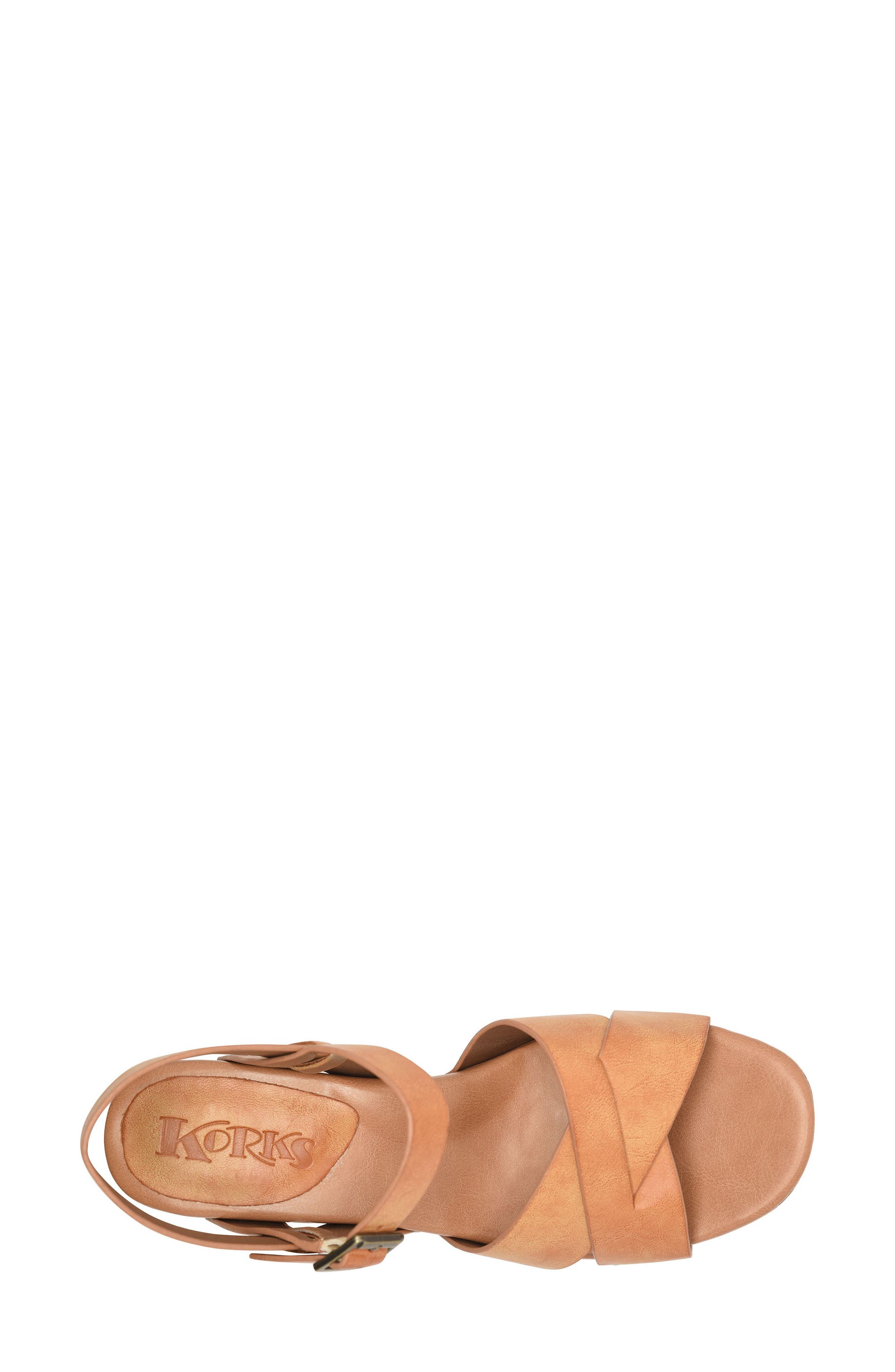 KORKS Leda Ankle Strap Platform Sandal, Alternate, color, Light Brown