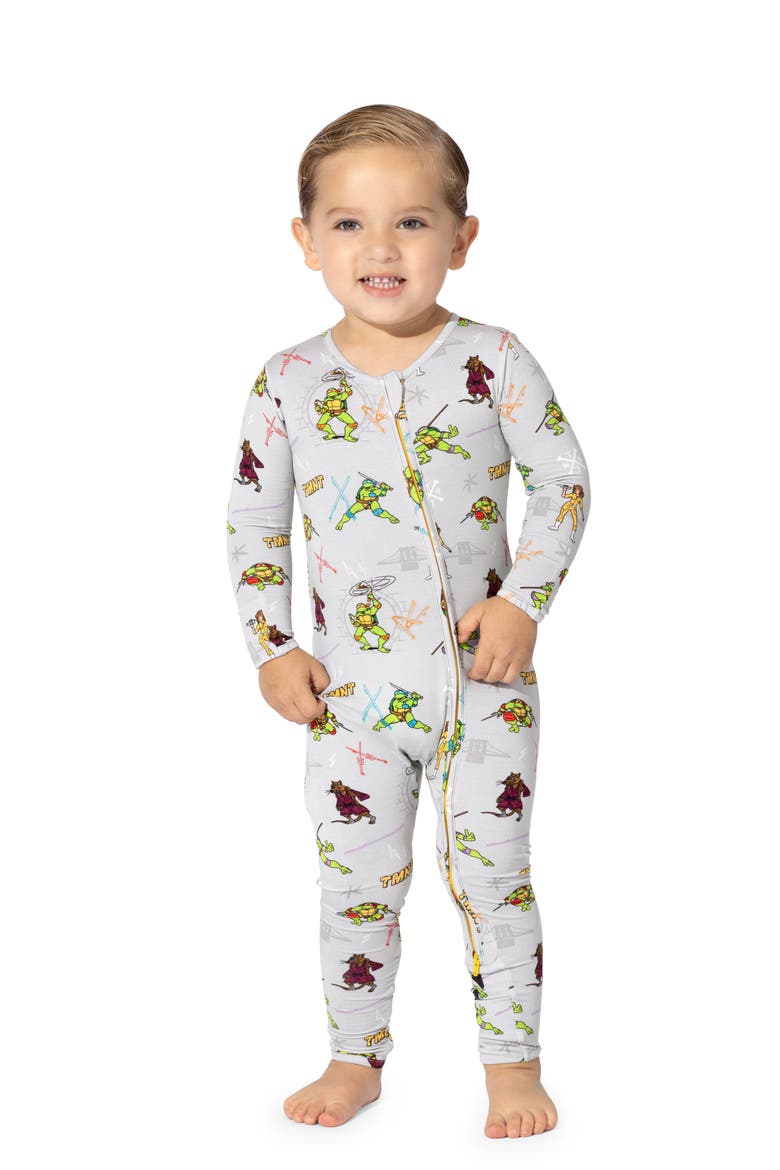 Kids' x Teenage Mutant Ninja Turtles Fitted Convertible Footie Pajamas, Alternate, color, GREY