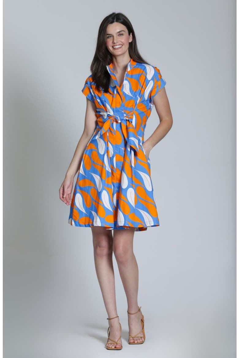 Floral Print Belted A-Line Dress, Alternate, color, ORANGE MULTI