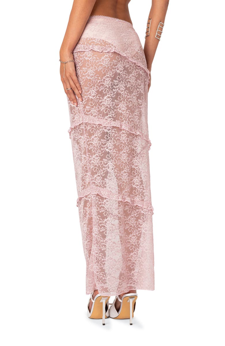 EDIKTED Myra Sheer Lace Ruffle Maxi Skirt, Alternate, color, 