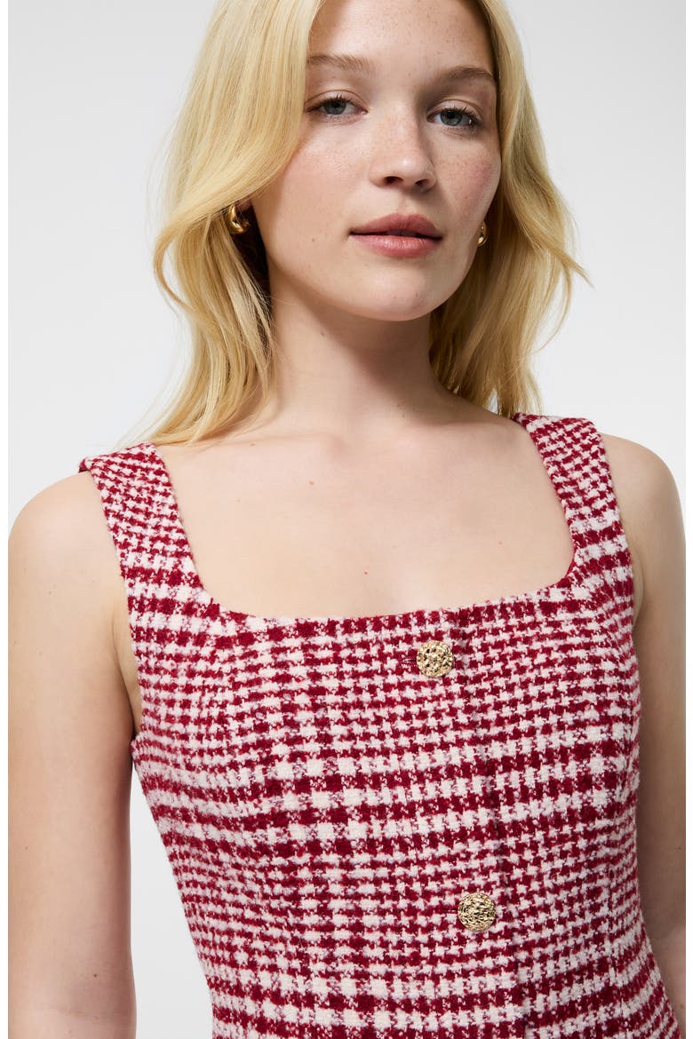 Plaid Bouclé Minidress, Alternate, color, SCARLET MULTI