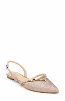 Jewel Badgley Mischka Camden Pointed Toe Slingback Flat