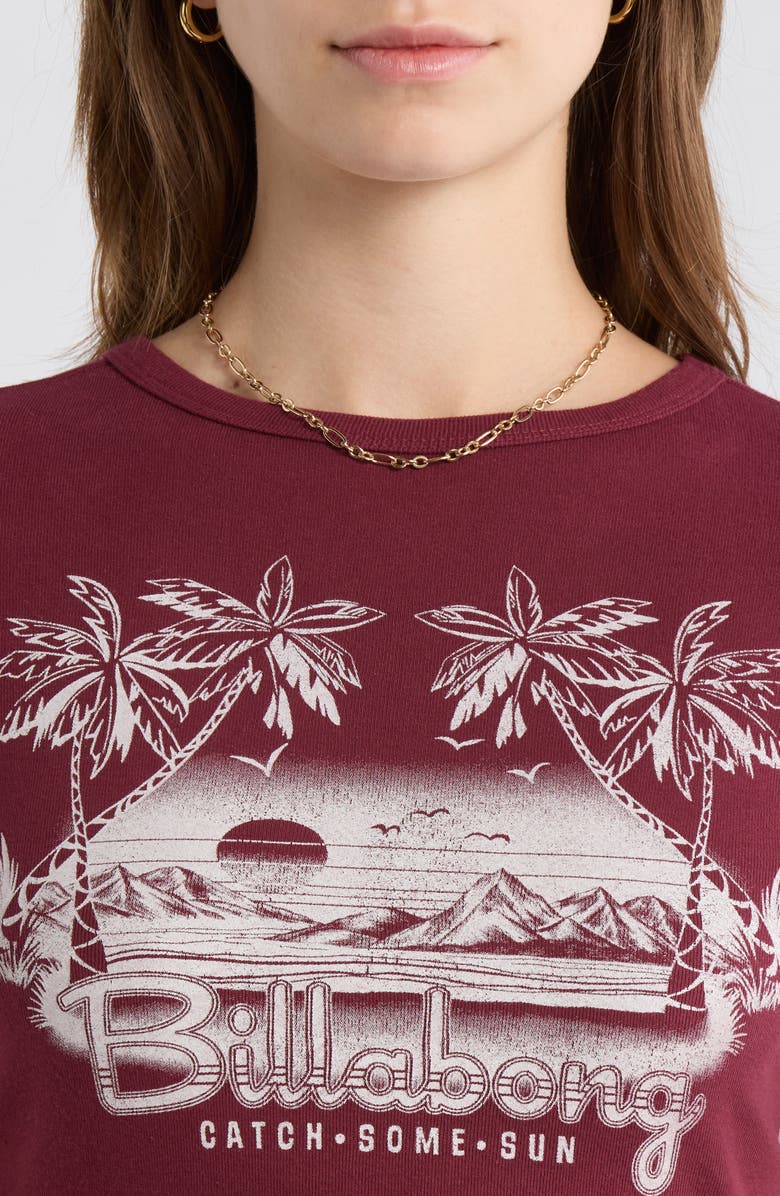 Billabong Catch Some Sun Graphic Baby Tee, Alternate, color, Red Dahlia
