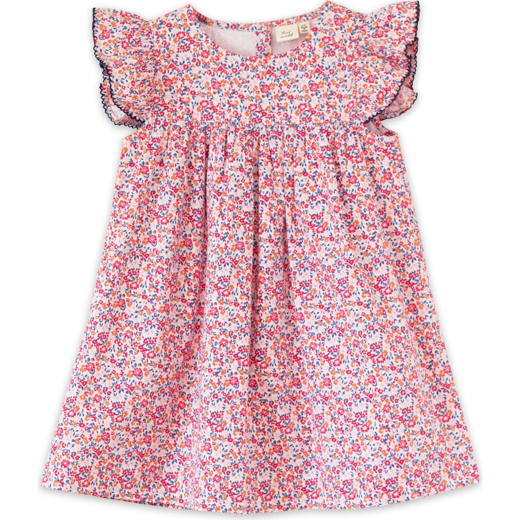 Beet World Girls Hannah Dress With Flutter Sleeves In Red And Blue