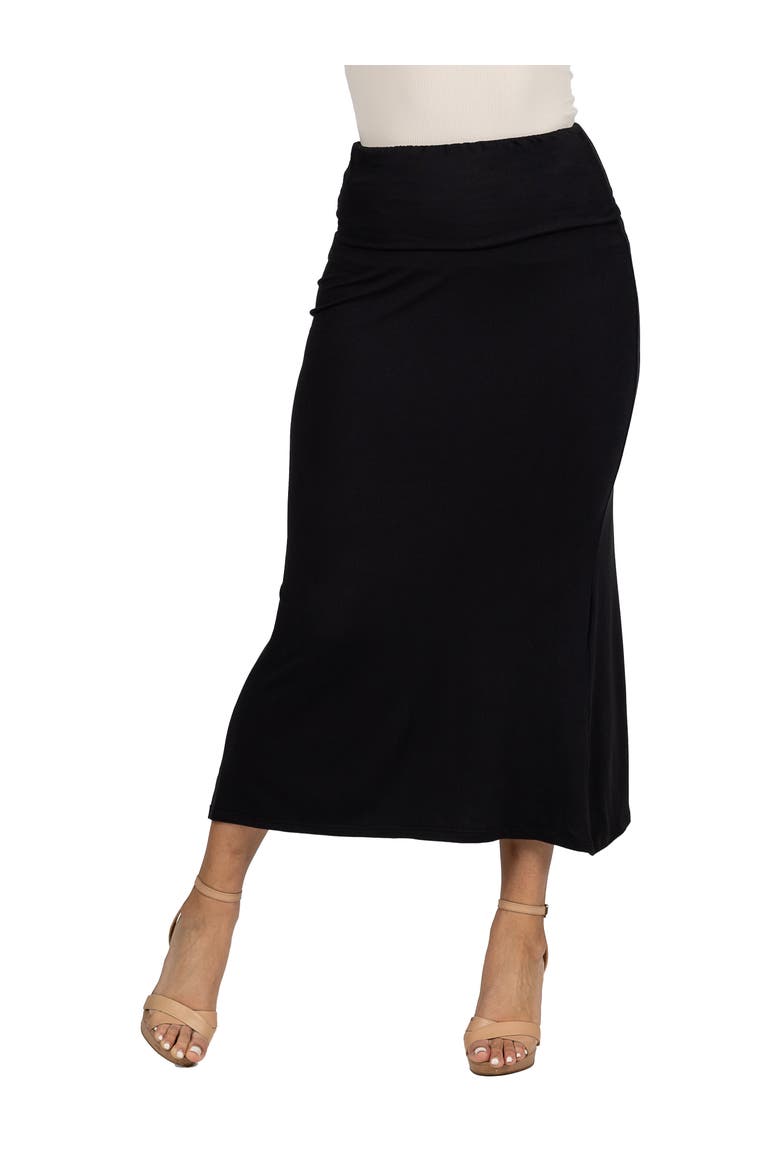 Petite Comfortable Foldover Maxi Skirt, Main, color, Black