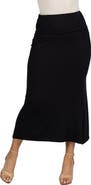 24seven Comfort Apparel Petite Comfortable Foldover Maxi Skirt