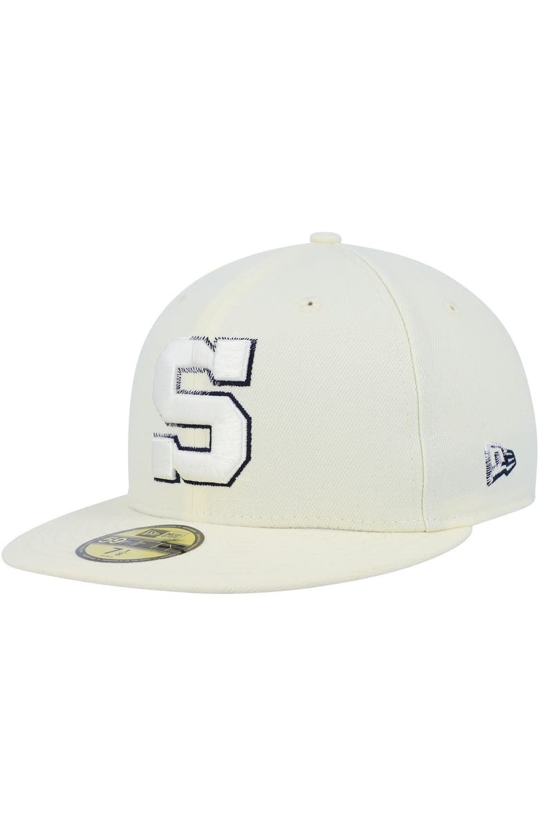 New Era Men's New Era White Penn State Nittany Lions Chrome Color Dim 59FIFTY Fitted Hat, Main, color, 