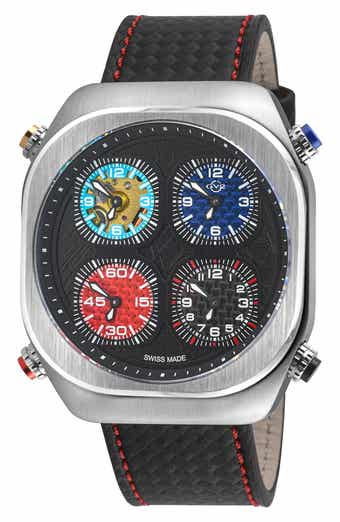 GV2 Quattro Zone Leather Strap Watch, 54mm