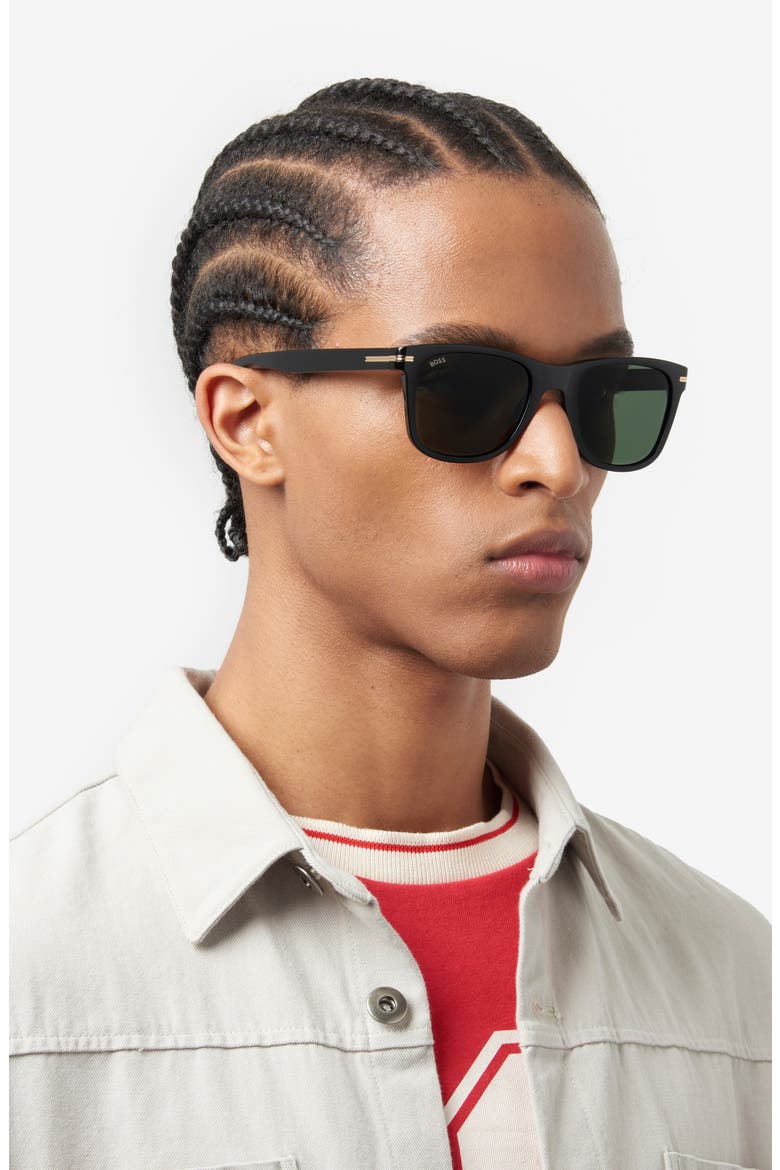 52mm Square Sunglasses, Alternate, color, BLACK