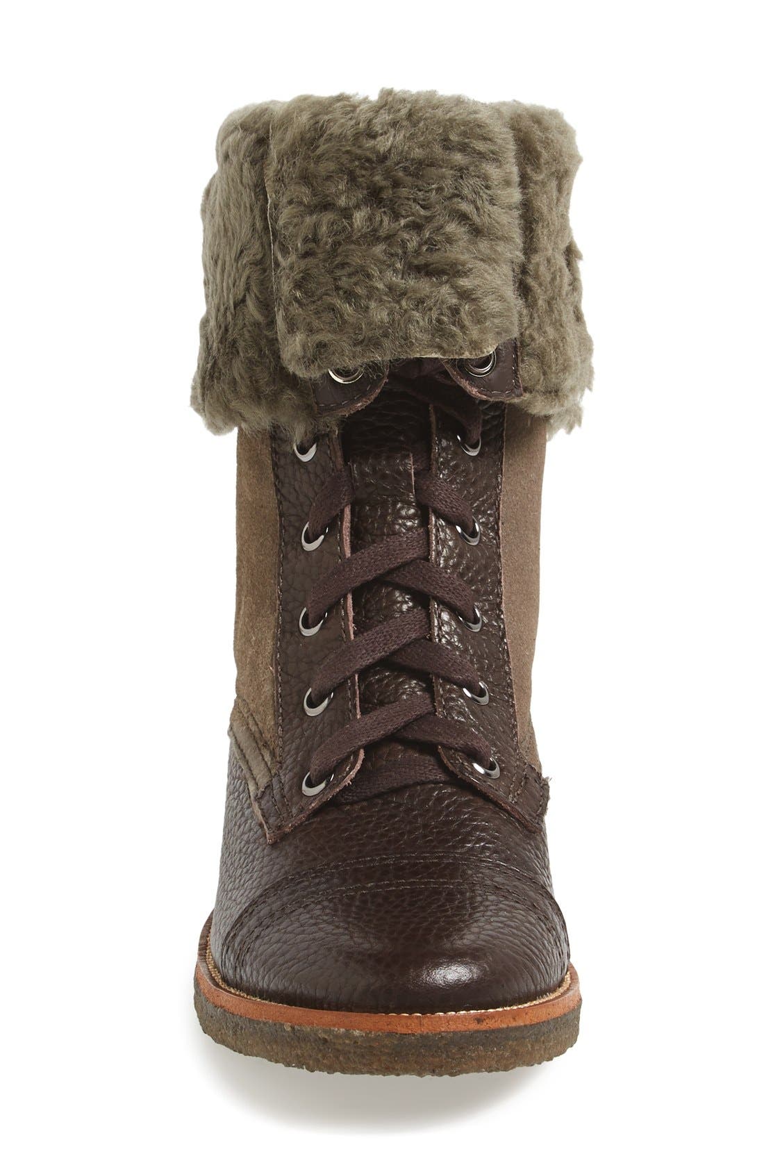 Diane von Furstenberg 'Alexia' Genuine Shearling Lined Combat Boot, Alternate, color, 