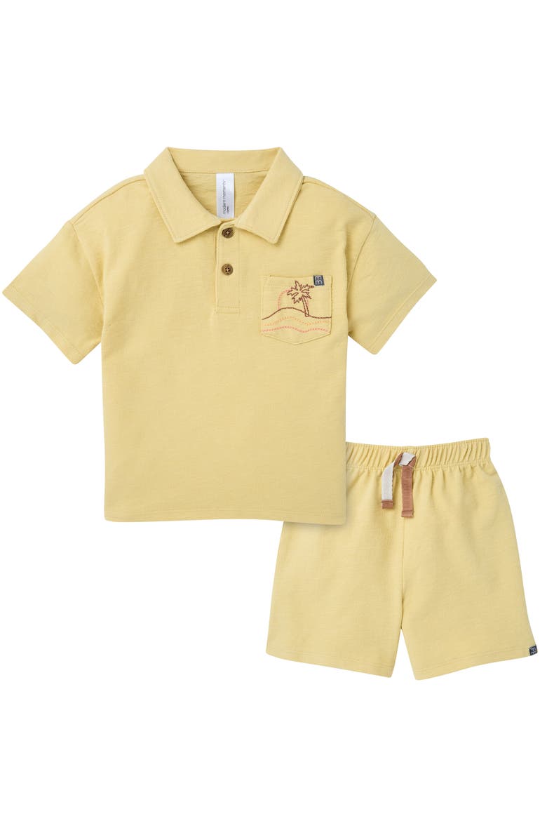 Polo Shirt and Shorts Set, Main, color, Reed Yellow