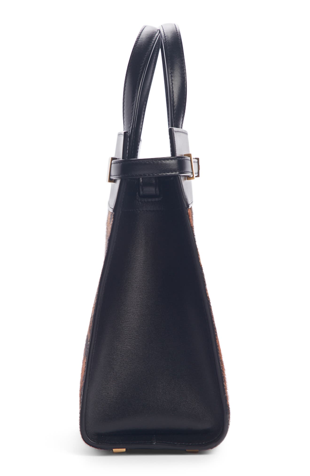 Saint Laurent Small Manhattan Genuine Calf Hair & Leather Satchel, Alternate, color, 