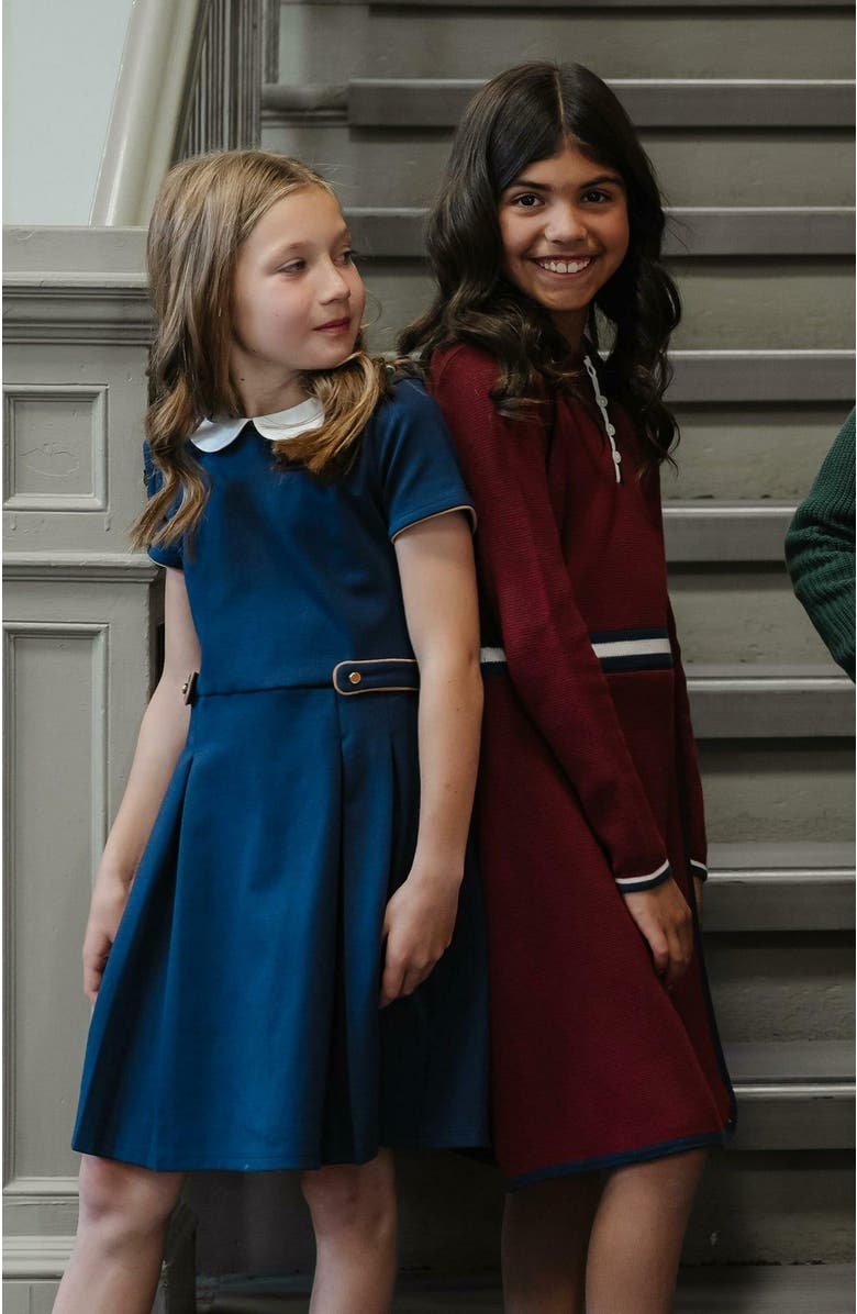 Hope & Henry Girls' Pleated Ponte Dress with Collar, Toddler, Alternate, color, 