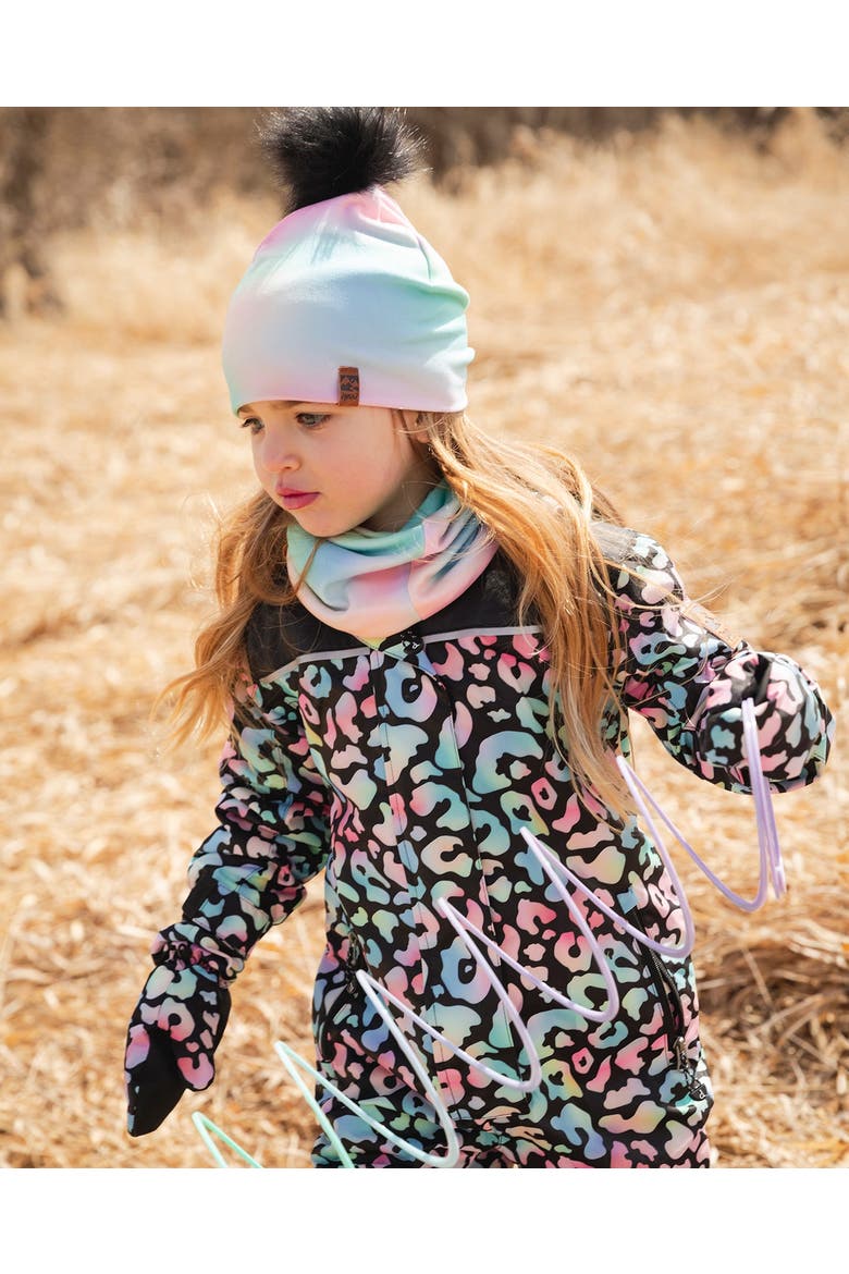 Stretch Jersey Hat with Pompom, Alternate, color, Multicolor