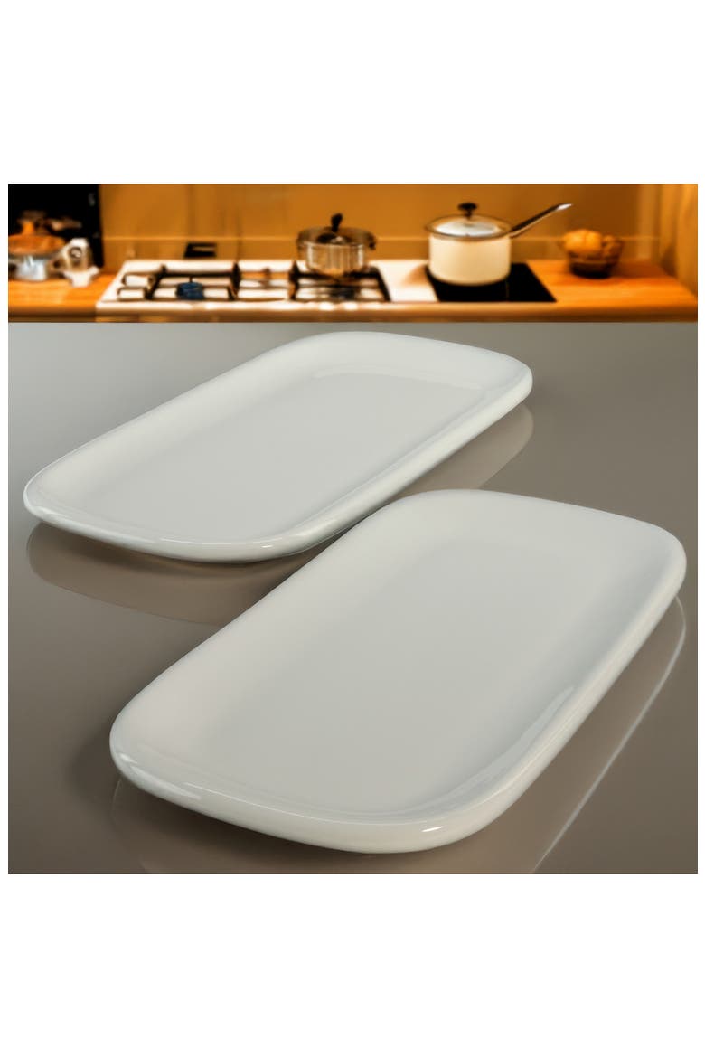 Set of 2 Assorted Impulse Rectangular Platters, Alternate, color, WHITE