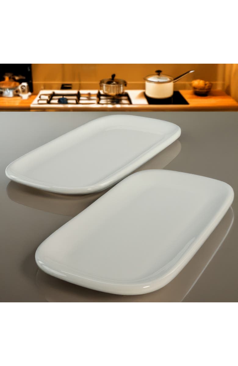BIA Cordon Bleu Set of 2 Assorted Impulse Rectangular Platters, Alternate, color, White