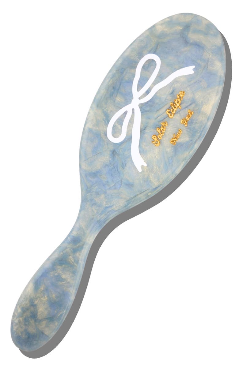 Solar Eclipse Hand Painted Vintage Ballet Bow Hair Brush, Alternate, color, Blue