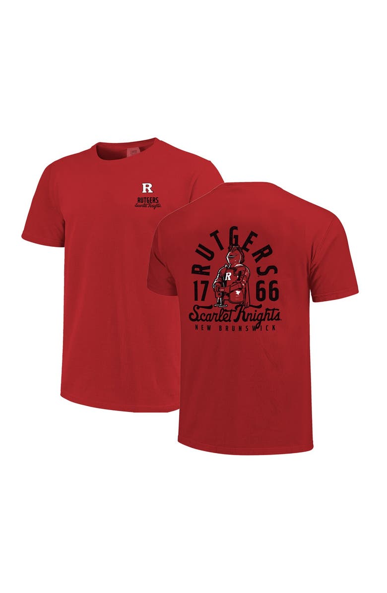 IMAGE ONE Men's Scarlet Rutgers Scarlet Knights Comfort Colors Mascot Overlay T-Shirt, Alternate, color, Scarlet