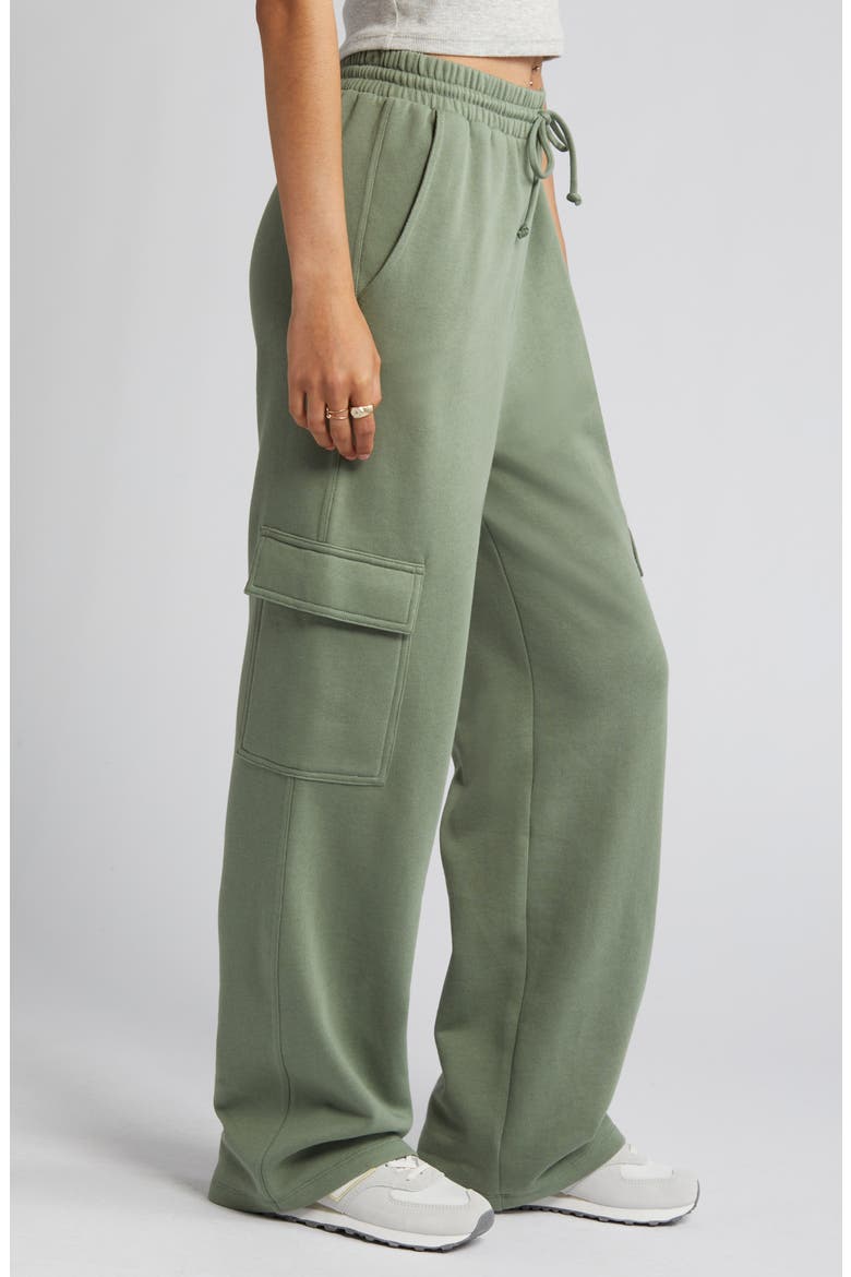Wide Leg Cargo Sweatpants, Alternate, color, GREEN DUNE