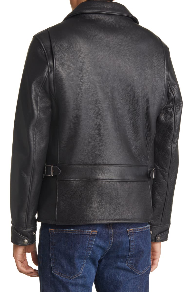 Schott NYC Wool Lined Bison Leather Car Coat, Alternate, color,