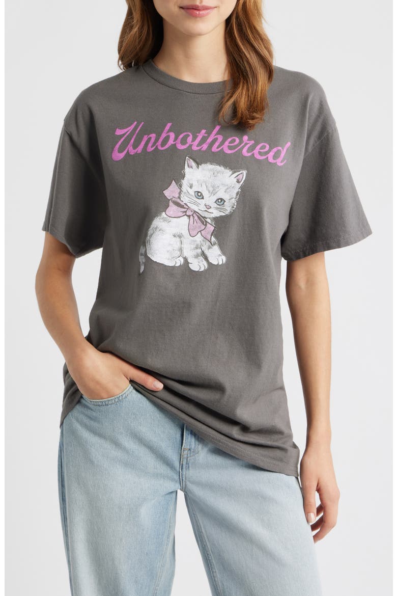 Unbothered Kitten Graphic T-Shirt, Main, color, CHARCOAL