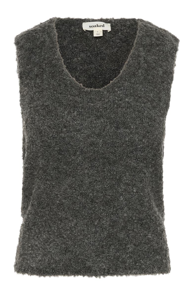 Soaked in Luxury Slvenessa V-Neck Fluffy Knit Waistcoat, Alternate, color, Grey Melange
