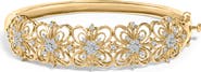 Haus of Brilliance 14K Gold 1.00 Cttw Diamond Vintage Inspired Floral Bangle Bracelet