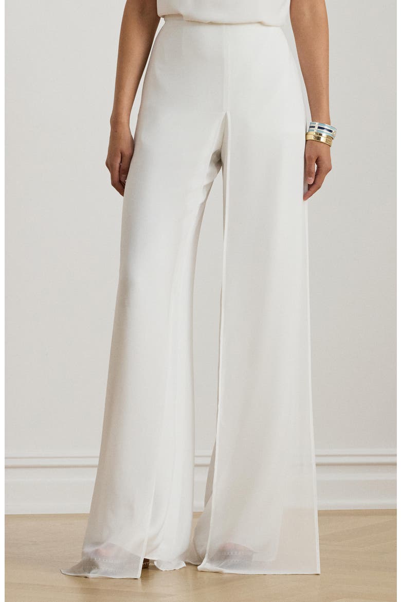 Paski Georgette Overlay Wide Leg Pants, Alternate, color, WHITE