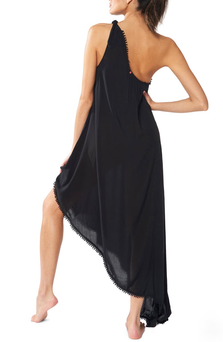 Red Carter One-Shoulder Maxi Cover-Up Dress, Alternate, color, 