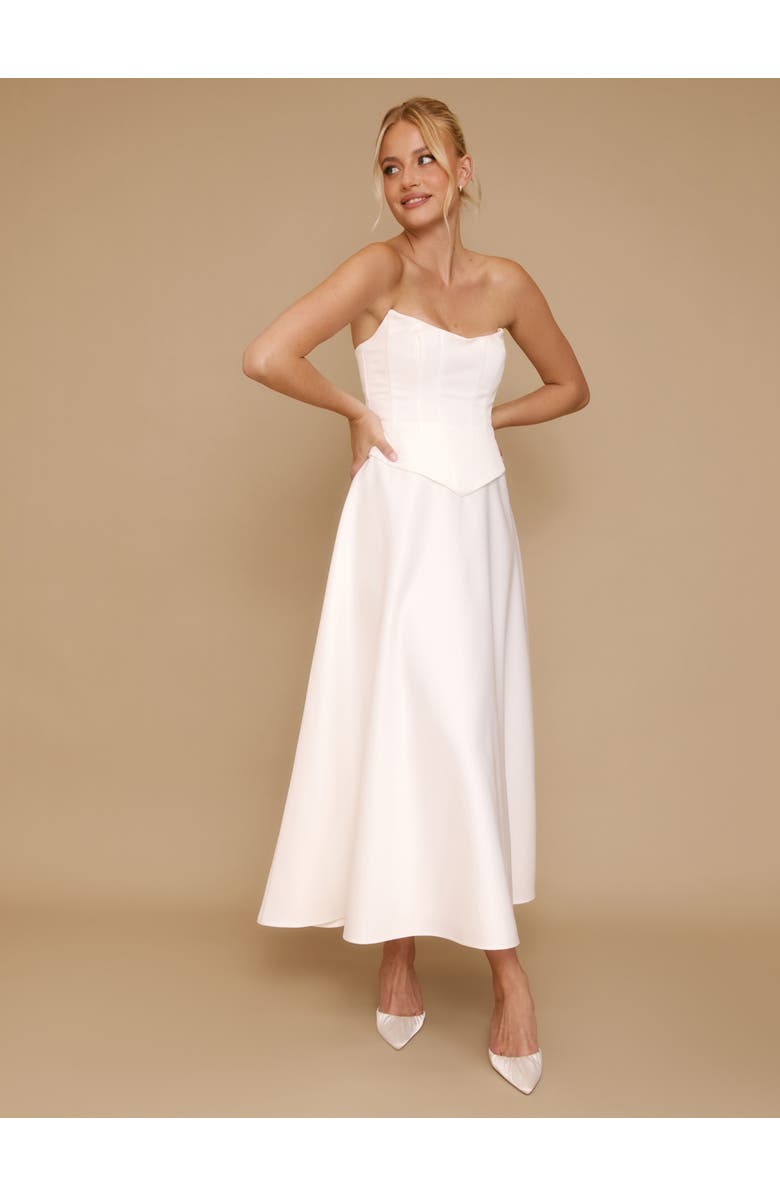 Six Stories Bandeau Satin Corset Dress, Main, color, 