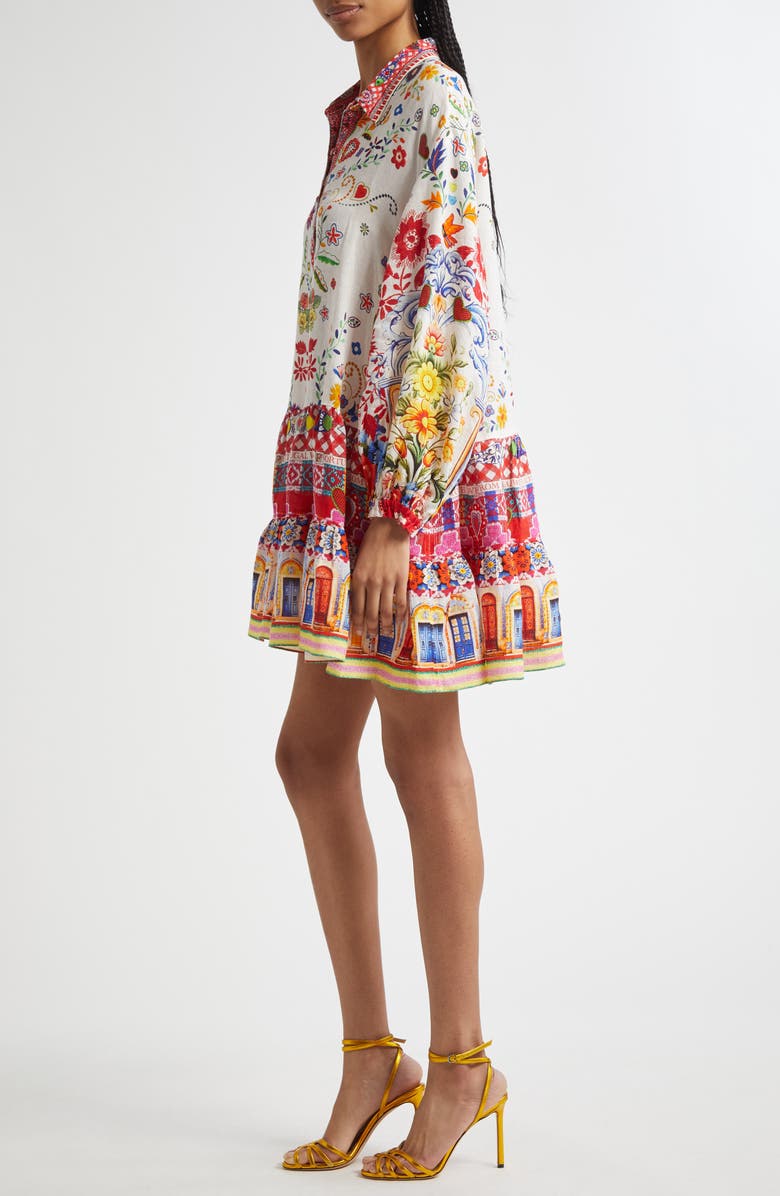 Camilla Tiered Long Sleeve Linen Shirtdress, Alternate, color, Faith Luck Justice