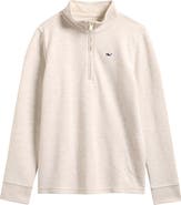 vineyard vines Kids' Saltwater Stripe Quarter Zip Sweatshirt